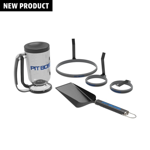 [41201] PIT BOSS - NEW! PB Ultimate Crepe Kit (Inclus: Large Spatule, Distributeur de pâte, grand cercle pour Omelette/crepe 20,9 cm, 2 x petits anneaux à œufs 10,2 cm)